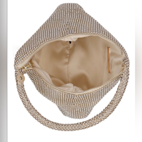 New I.N.C. $80 International Concepts Bag Sparkle Mesh Pouch Gold rhinestone - Picture 3 of 10